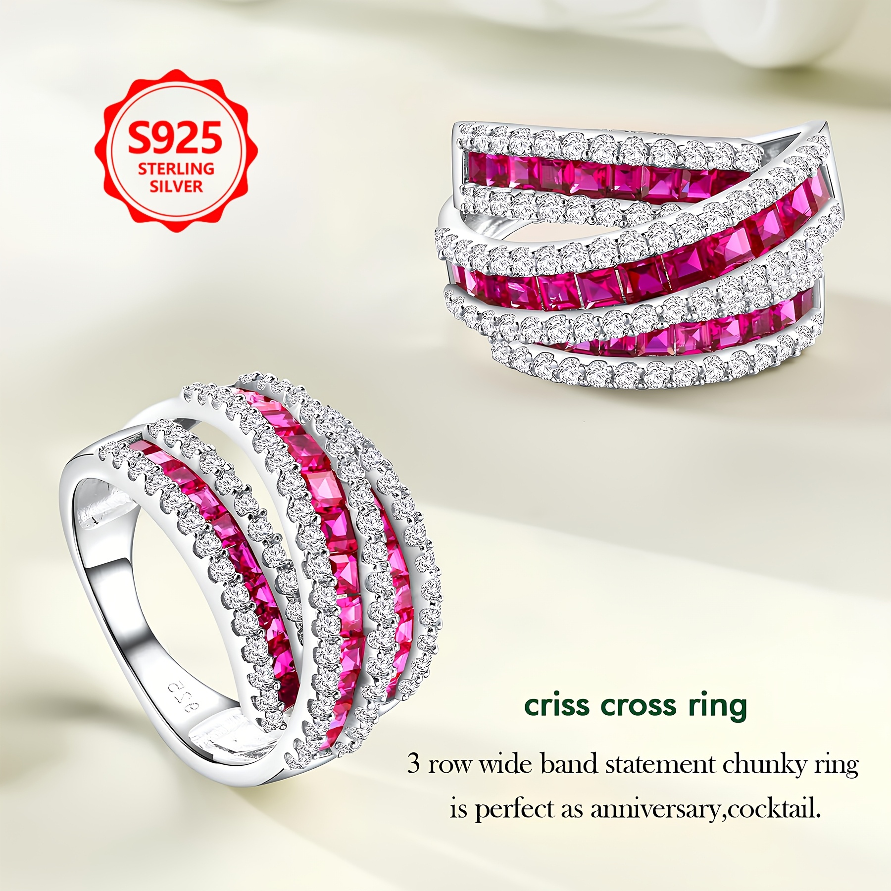 Women's 925 Sterling Silver Vintage Luxury Three-Layer Intertwined Ring